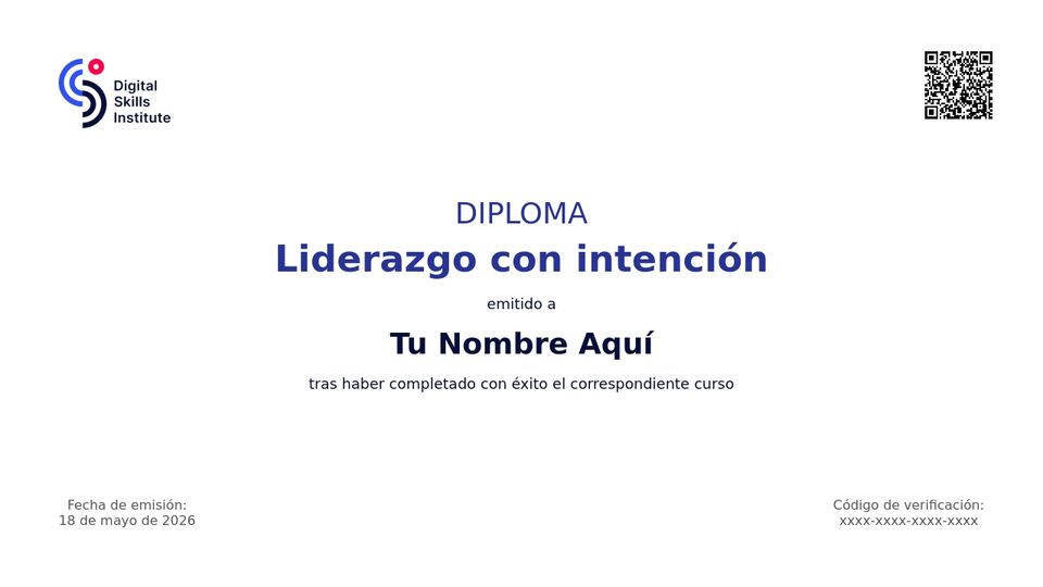 Diploma del curso Liderazgo con intención